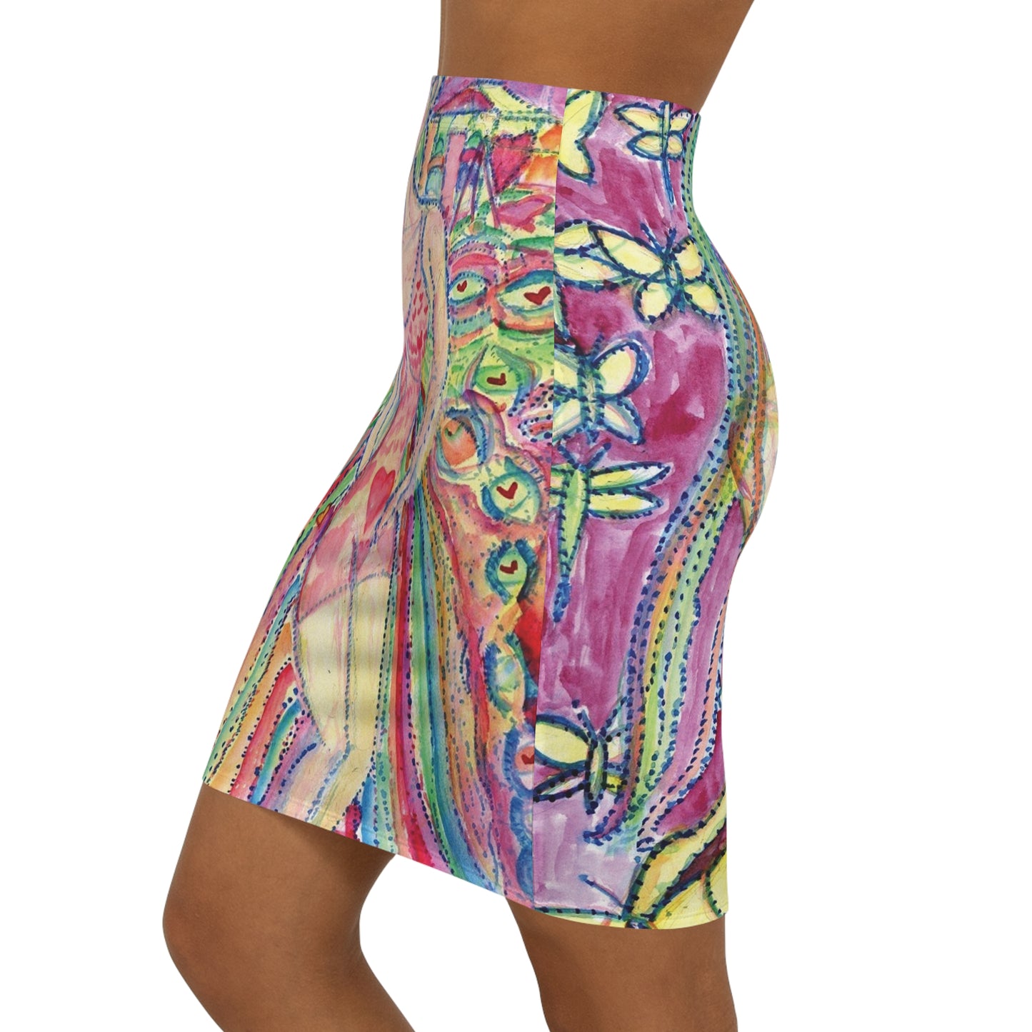 Women's Mid-Waist Pencil Skirt (AOP)
