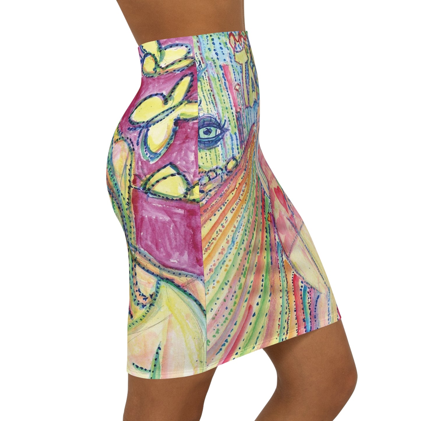 Women's Mid-Waist Pencil Skirt (AOP)